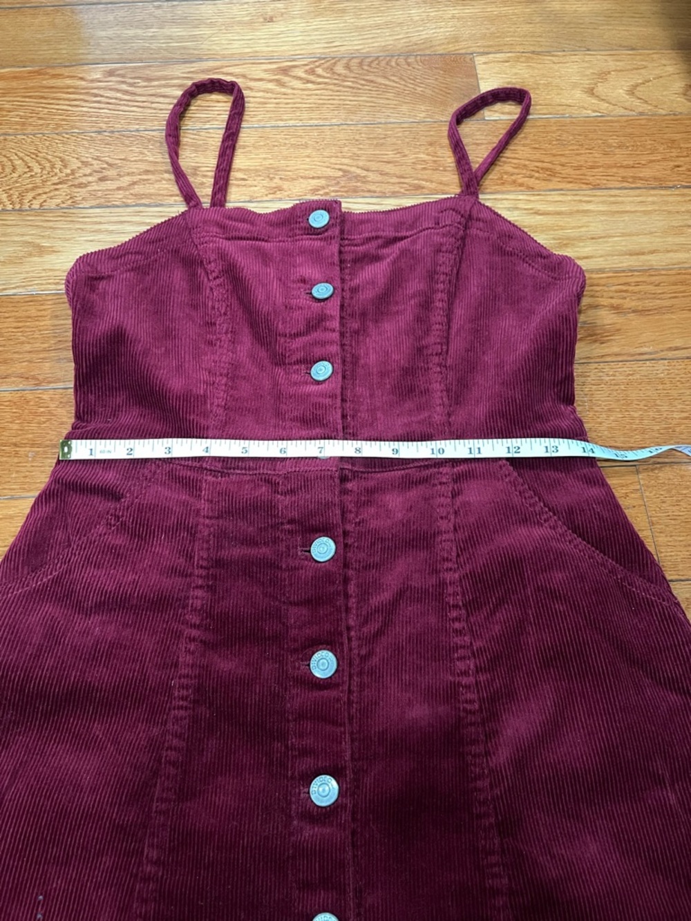 H&M Burgundy Corduroy Mini Dress Size Small - Picture 5 of 7